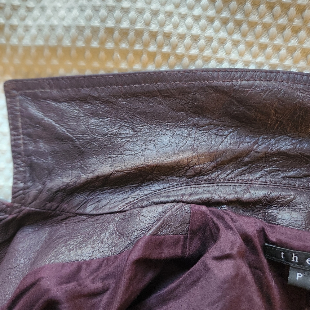 Theory Women's Burgandy Leather Jacket Size P (Similar to XS) - Picture 12 of 13